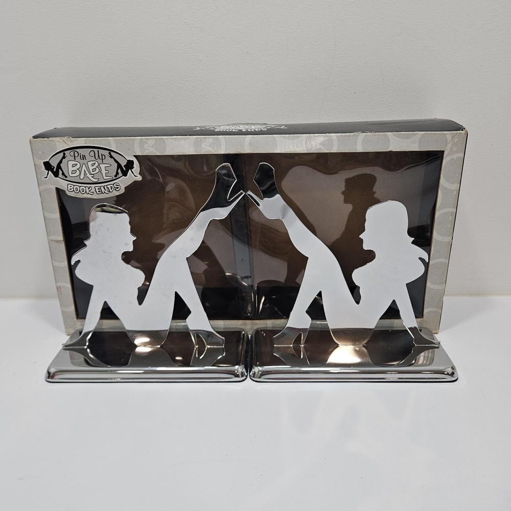 PIN UP BABE BOOKENDS Silhouette Nude High Heel Lady Bookends Spencer Gifts VTG‎